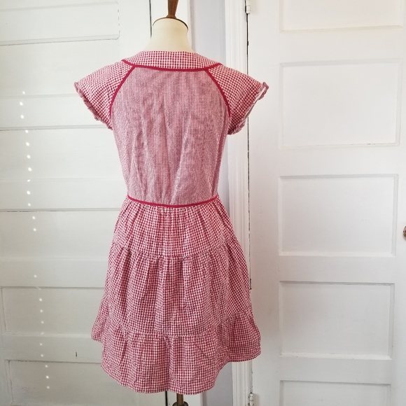 Anthropologie Intropia Patched Gingham Swing Dress, Size 36 - Picture 5 of 12